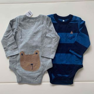 ベビーギャップ(babyGAP)の新品未使用☆GAP 長袖ロンパース　ボディスーツ　70 2枚セット ブラナンベア(ロンパース)