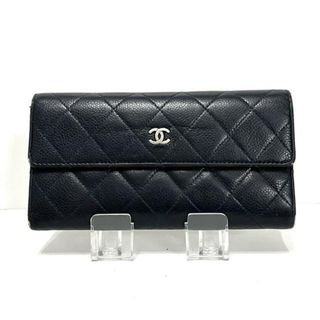 シャネル(CHANEL)のCHANEL(シャネル) 長財布 マトラッセ ネイビー キャビアスキン(財布)