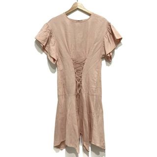 ULLA JOHNSON(ウラ・ジョンソン) ワンピース サイズ9 M レディース美品  - ライトピンク クルーネック/半袖/ロング/リボン(その他)