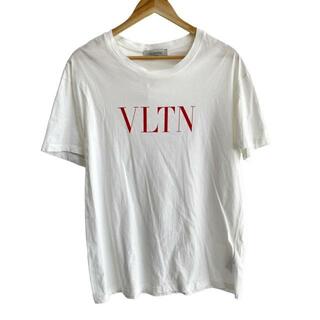 ヴァレンティノ(VALENTINO)のVALENTINO(バレンチノ) 半袖Tシャツ サイズL メンズ - 白×レッド クルーネック/VLTN ロゴ(Tシャツ/カットソー(半袖/袖なし))