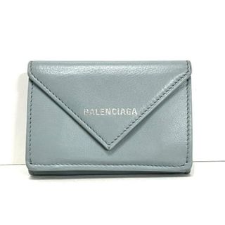 Balenciaga - BALENCIAGA(バレンシアガ) 3つ折り財布 ペーパーミニウォレット 391446 ライトブルー レザー