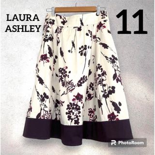 ローラアシュレイ(LAURA ASHLEY)のレア　ローラアシュレイ　レトロ花柄　スカート　ミモレ丈　L 11号　大きいサイズ(その他)