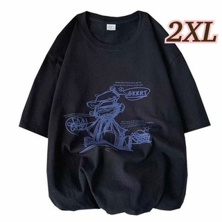 【2XL】メンズ　トップス　男女兼用　ブラック　黒　Ｔシャツ　半袖　プリント(Tシャツ/カットソー(半袖/袖なし))