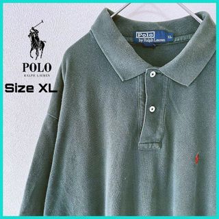 ポロラルフローレン(POLO RALPH LAUREN)のラルフローレン ポロシャツ 古着 XL 刺繍ワンポイントロゴ 無地 緑/08(ポロシャツ)