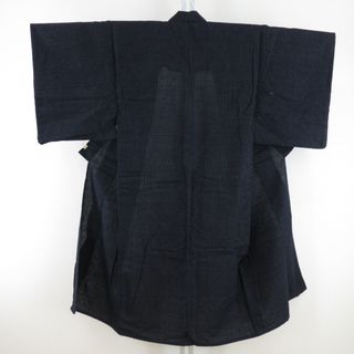 男着物 アンティーク 木綿 蚊絣 紺色 藍染 単衣 レトロ 昔着物 身丈132cm(着物)