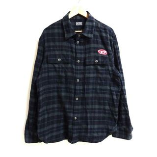 ディーゼル(DIESEL)のDIESEL(ディーゼル) 長袖シャツ サイズXL メンズ - ブルーグリーン×黒×グレー チェック柄(シャツ)