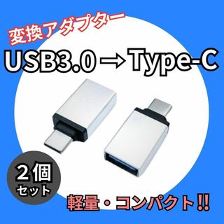 USB Type-C 変換アダプタ 2個 充電 転送 タイプC 銀 シルバー