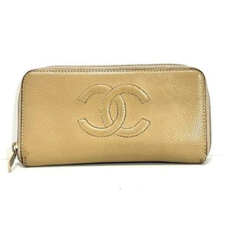 シャネル(CHANEL)のCHANEL(シャネル) 長財布 - ベージュ ココマーク/ラウンドファスナー キャビアスキン(財布)