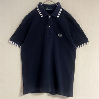 FRED PERRY - フレッドペリー ポロシャツ 刺繍 Sサイズ 紺×白