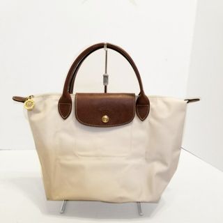 ロンシャン(LONGCHAMP)のLONGCHAMP(ロンシャン) ハンドバッグ ル・プリアージュオリジナル ピンクベージュ×ダークブラウン 折りたたみ ナイロン×レザー(ハンドバッグ)