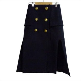 サカイ(sacai)のSacai(サカイ) 巻きスカート サイズ0 XS レディース美品  - 20-05211 ダークネイビー ひざ丈/金ボタン/ステッチ(その他)