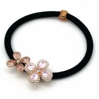 スワロフスキー(SWAROVSKI)のSWAROVSKI(スワロフスキー) アクセサリー美品  スワロフスキークリスタル 黒×ピンク ヘアゴム/フラワー(その他)