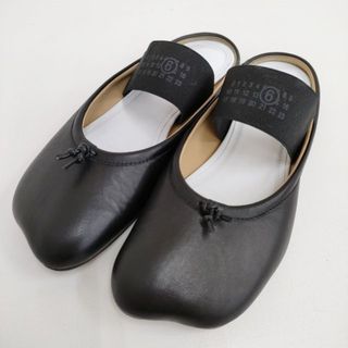 MM6/Maison Margiela SLIPPER サイズ38 レザー スリッパ 箱付き サンダル ブラック レディース エムエム6/メゾンマルジェラ【中古】4-0512G♪