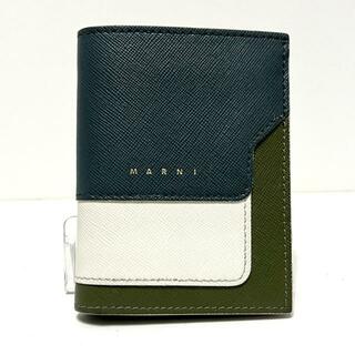 Marni - MARNI(マルニ) 2つ折り財布 バイフォールドウォレット ネイビー×アイボリー×カーキ レザー