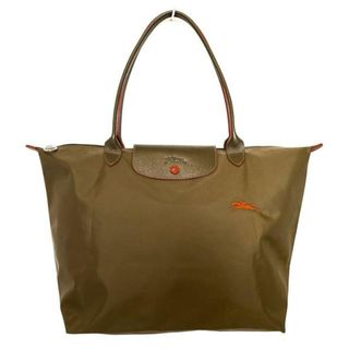 ロンシャン(LONGCHAMP)のLONGCHAMP(ロンシャン) トートバッグ カーキ×オレンジ 折りたたみ ナイロン×レザー(トートバッグ)