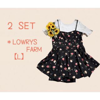 ローリーズファーム(LOWRYS FARM)のコーデセット＊LOWRYS FARM プルオーバー＋オーバーオール　2点SET(Tシャツ(半袖/袖なし))