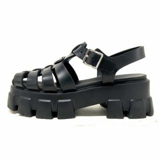 プラダ(PRADA)のPRADA(プラダ) サンダル 38 レディース モノリス フォームラバー サンダル 1X853M 黒 レザー(サンダル)