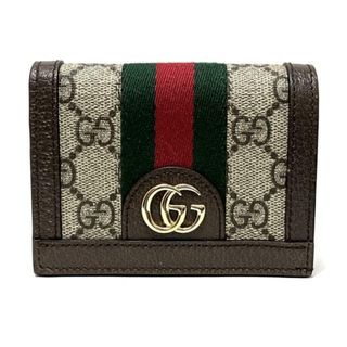 グッチ(Gucci)のGUCCI(グッチ) 2つ折り財布美品  オフィディア 523155 ベージュ×黒×ダークブラウン	 PVC(塩化ビニール)×レザー	(財布)