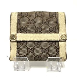 グッチ(Gucci)のGUCCI(グッチ) 2つ折り財布 - 154117 ブラウン×ダークブラウン×白 GG柄 ジャガード×レザー(財布)