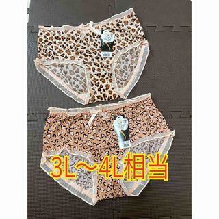 大きいサイズ3L〜4L相当　かわいい！ヒョウ柄柔らかショーツ２枚セット(ショーツ)