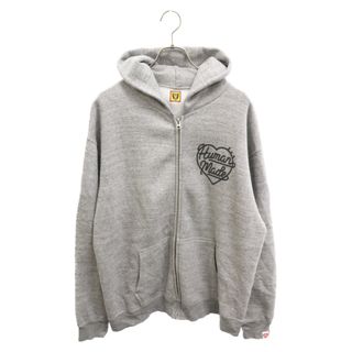 ヒューマンメイド(HUMAN MADE)のHUMAN MADE ヒューマンメイド 22AW HEART ZIP-UP SWEAT HOODIE ハートロゴ ジップアップパーカー グレー(パーカー)