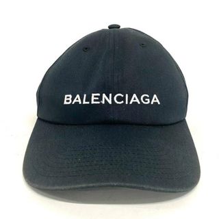 バレンシアガ(Balenciaga)のBALENCIAGA(バレンシアガ) キャップ L　58 - 黒×白 ロゴ刺繍 コットン(キャップ)