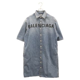 BALENCIAGA バレンシアガ 20SS Oversize Denim Dress ロゴ刺繍オーバーサイズ半袖デニムシャツワンピース インディゴ レディース 600150 THW25