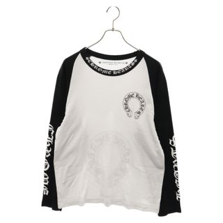 クロムハーツ(Chrome Hearts)のCHROME HEARTS クロムハーツ Neck Logo Horseshoe Raglan Sleeve Tee ネックロゴホースシューラグランスリーブTシャツ 長袖カットソー ロンT ブラック×ホワイト(Tシャツ/カットソー(七分/長袖))