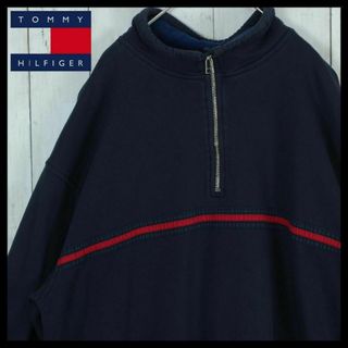 トミーヒルフィガー(TOMMY HILFIGER)の【希少】トミーヒルフィガー 90s スウェット ハーフジップ スペイン製 刺繍(スウェット)