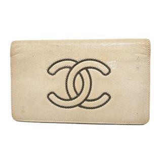 シャネル(CHANEL)の【4id4625】シャネル 長財布/レザー/ホワイト/シルバー金具 【中古】 レディース(財布)