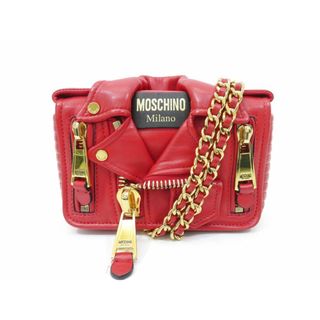 モスキーノ(MOSCHINO)の【新着】モスキーノ 1727 B741782045555 シープスキン レッド ナッパレザー バイカーバッグ スモール ショルダーバッグ 【池袋店】【中古】(メッセンジャーバッグ)