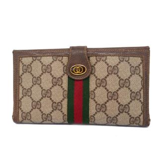 グッチ(Gucci)の【4id4682】グッチ 長財布/GGキャンバス/シェリーライン/PVC/レザー/ブラウン/ゴールド金具 【中古】 レディース(財布)