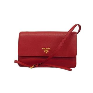 プラダ(PRADA)の【4id4688-r】プラダ ショルダーバッグ/サフィアーノ/レザー/レッド/ゴールド金具 【中古】 レディース(ショルダーバッグ)