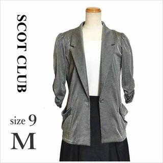 SCOT CLUB - 〈SCOTCLUB〉グレー光沢カットソー調六分袖ジャケット カーディガン 9