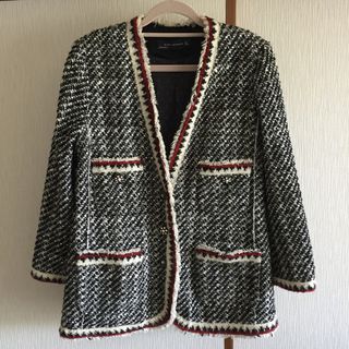 ザラ(ZARA)のZARA ザラ ZARA WOMAN ツイードジャケット(ノーカラージャケット)