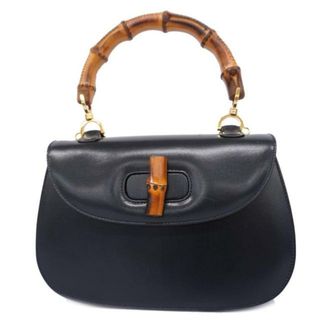 グッチ(Gucci)の【4id4723】グッチ ハンドバッグ/バンブー/000 2046 0633/レザー/ブラック/ゴールド金具 【中古】 レディース(ハンドバッグ)