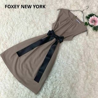 フォクシー(FOXEY)のB266.フォクシーニューヨーク：M【ワンピース】Aライン リボン ストレッチ(ひざ丈ワンピース)