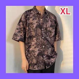 シャツ XL メンズ 半袖 植物柄 花柄(シャツ)