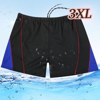 【3XL】ブルー メンズ　水着　海水パンツ　大きいサイズ　ハーフパンツ　水陸両用(水着)