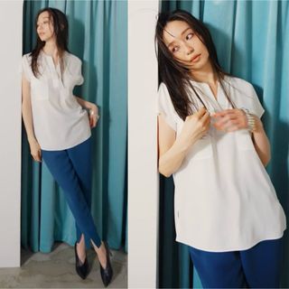 セオリー(theory)のTheory 22SS 完売 ウォッシャブル スキッパーネックブラウス(シャツ/ブラウス(半袖/袖なし))