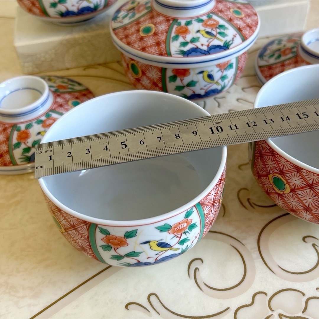 有田焼 - 有田焼 翠泉窯 赤絵花鳥 茶碗蒸し碗揃 5客セット 蓋 有田焼 - 有田焼 翠泉窯 赤絵花鳥 茶碗蒸し碗揃 5客セット 蓋