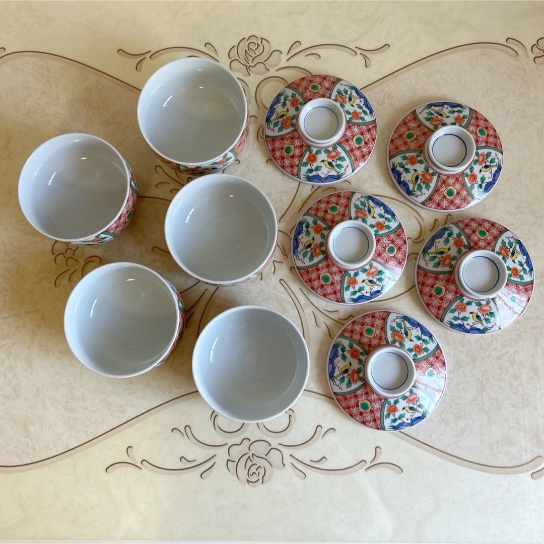 有田焼 - 有田焼 翠泉窯 赤絵花鳥 茶碗蒸し碗揃 5客セット 蓋 有田焼 - 有田焼 翠泉窯 赤絵花鳥 茶碗蒸し碗揃 5客セット 蓋