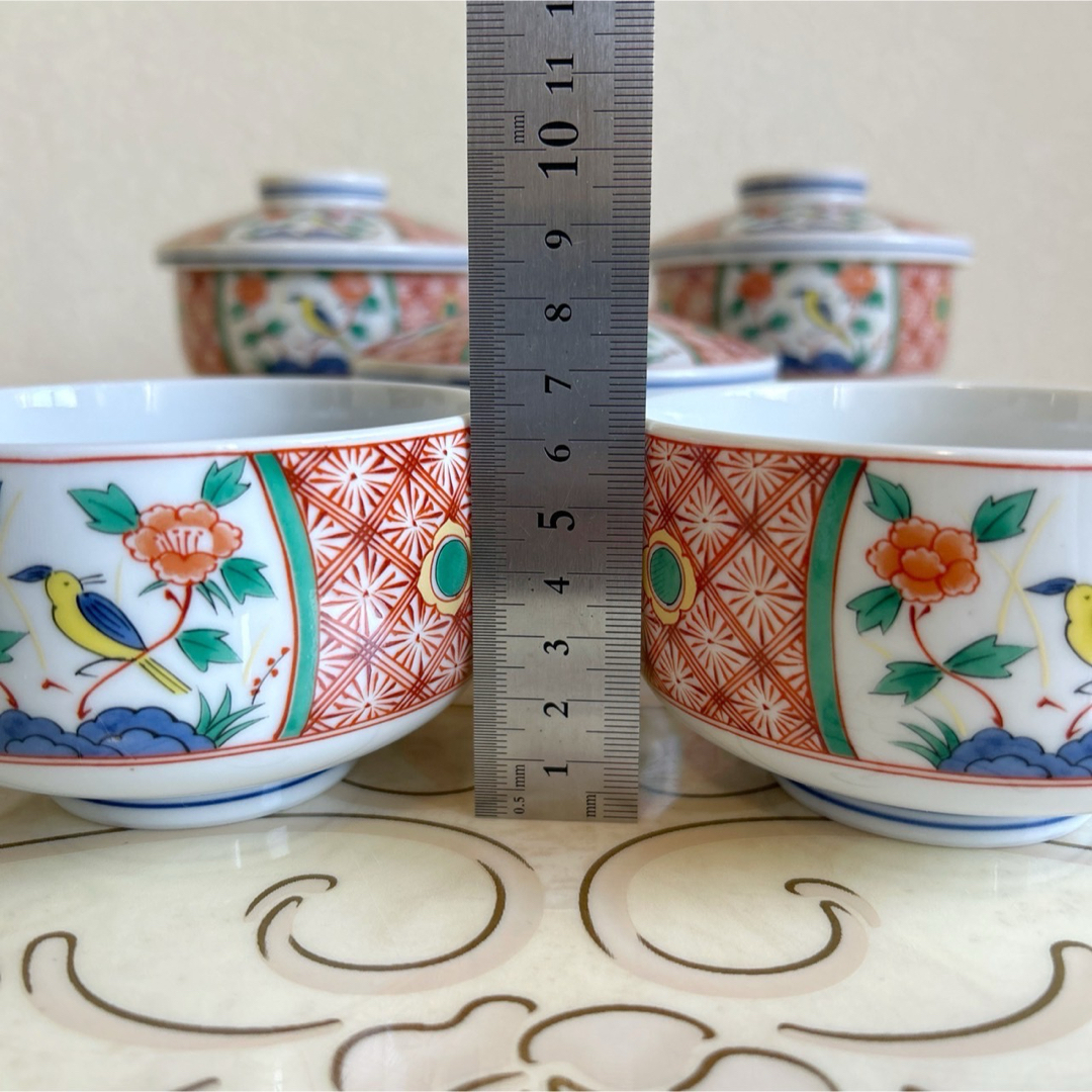有田焼 - 有田焼 翠泉窯 赤絵花鳥 茶碗蒸し碗揃 5客セット 蓋 有田焼 - 有田焼 翠泉窯 赤絵花鳥 茶碗蒸し碗揃 5客セット 蓋