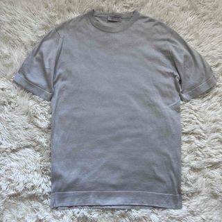 ジョンスメドレー(JOHN SMEDLEY)の美品　ジョンスメドレー 半袖ニット　サマーセーター　グレー　M(ニット/セーター)