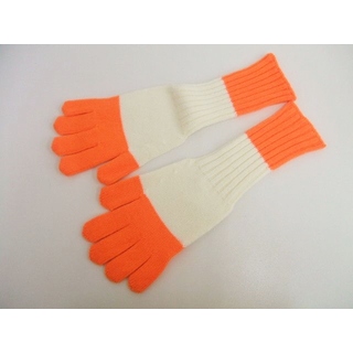 EZ DO by EACH TIME 新品 Border Gloves サイズM 手袋 オレンジ ホワイト メンズ イーチタイム【中古】1-0311T♪(手袋)