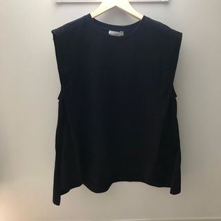 シマムラ(しまむら)の【タグ付き新品】　しまむら　USAコットン　ノースリーブ　カットソー　黒　L(Tシャツ(半袖/袖なし))