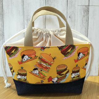 PEANUTS - SNOOPY　バーガー　巾着トートバッグ　ミニバック　お弁当袋　化粧ポーチ