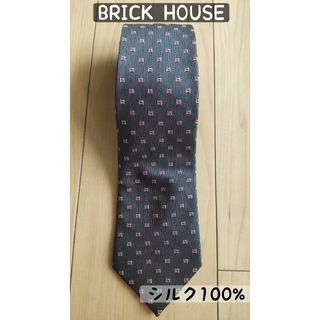 BRICK HOUSE by Tokyo Shirts - ブリックハウス ブランド ネクタイ スクエア柄 シルク グレー