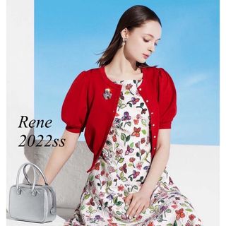 Rene♡ 2022年 パフスリーブカーディガン　レッド