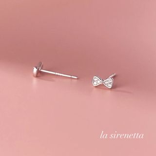 mini ribbon pave pierce*silver(ピアス)